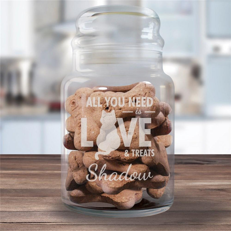 Engraved All You Need Is Love Glass Jar