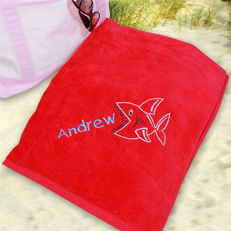 Embroidered Shark Beach Towel