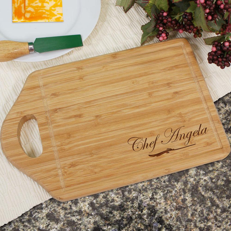 Engraved Bamboo Chef Cheese Carving Board