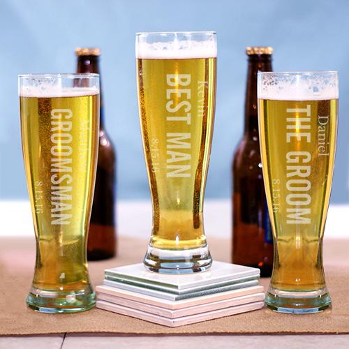 Engraved Wedding Party Pilsner Glass