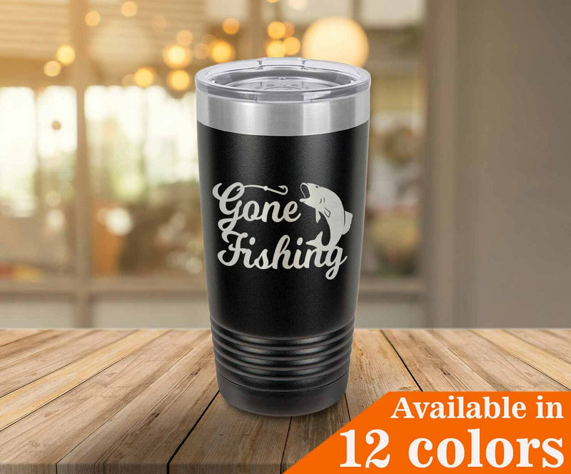 Gone Fishing Drink Tumbler With Straw