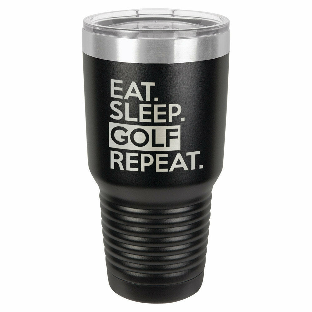 Eat Sleep Golf Repeat Drink Tumbler With Straw - ONLY GIFTS
