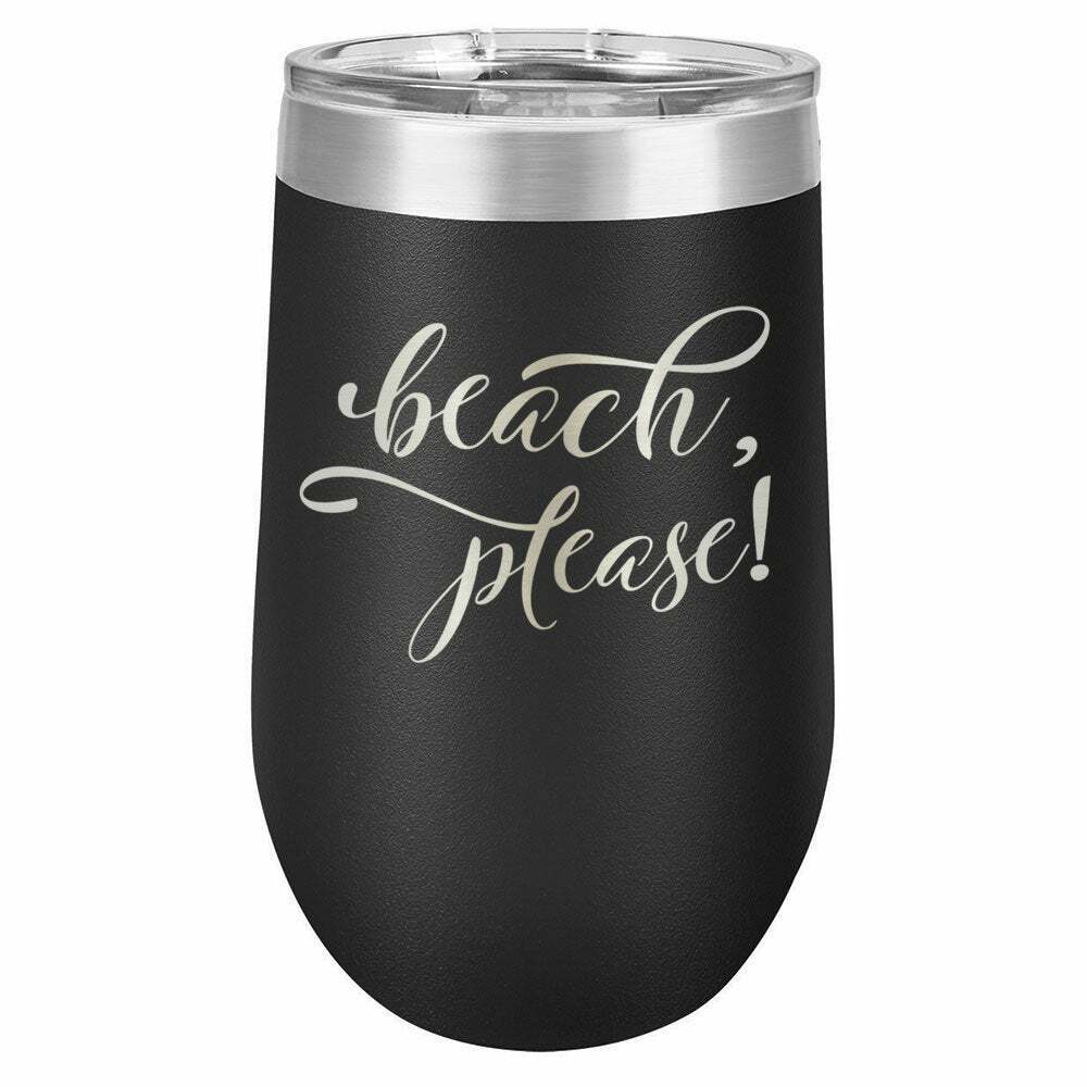 BEACH PLEASE Drink Tumbler With Straw - ONLY GIFTS