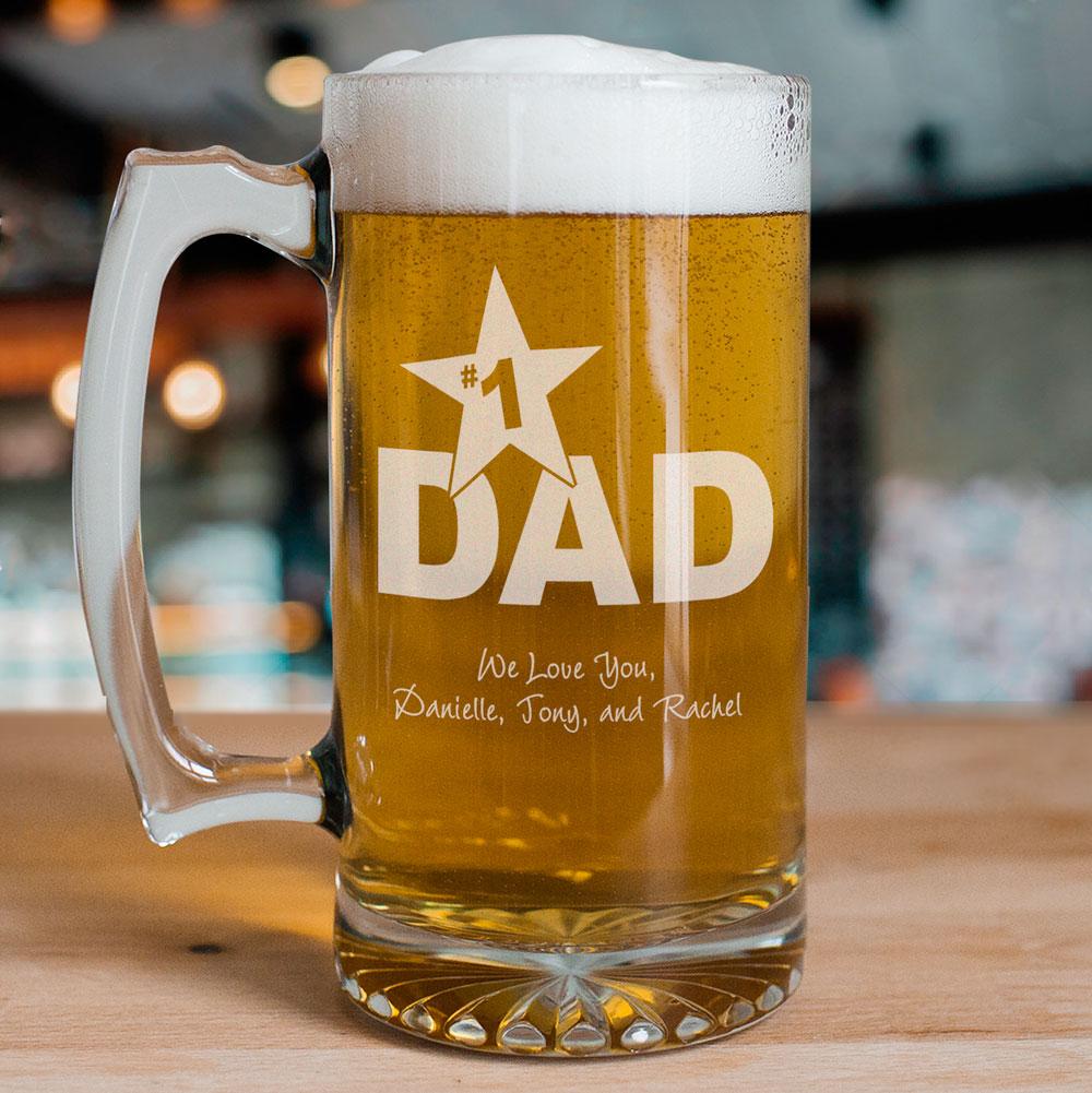 #1 Dad Personalized Sports Glass Mug - ONLY GIFTS