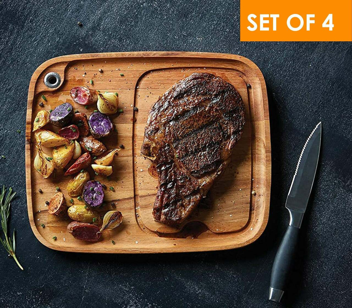 Personalized Wood Steak Plate - Ironwood Gourmet 28101s | Set Of 4 - ONLY GIFTS