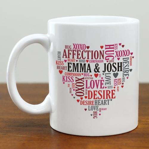 Couples Heart Word-Art Personalized Mug