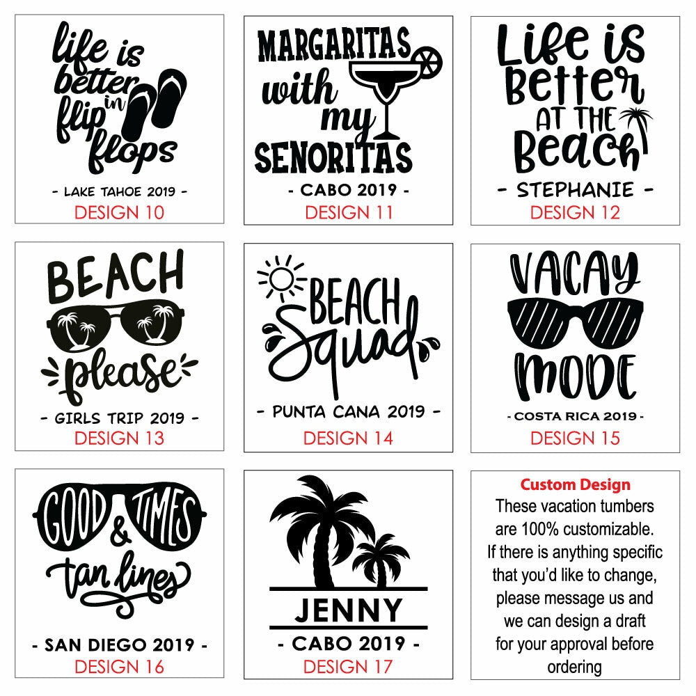 Personalized Vacation Drink Tumbler With Straw - ONLY GIFTS