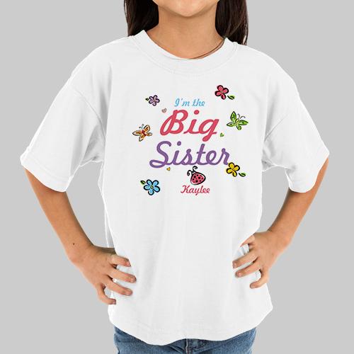 Butterfly and Flowers Personalized Big Sister T-shirt - ONLY GIFTS