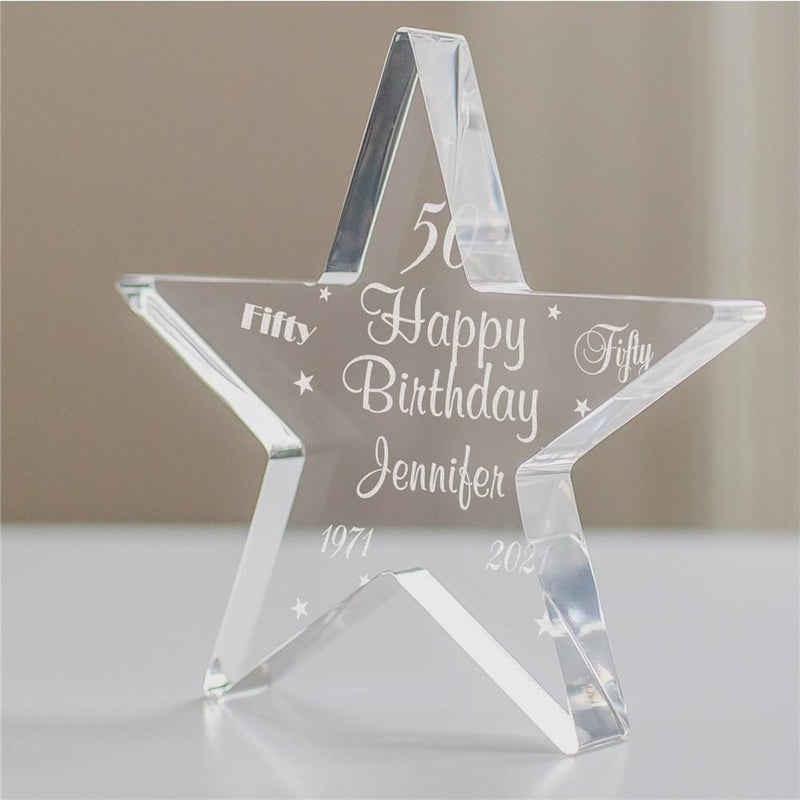 Engraved 50th Birthday Star
