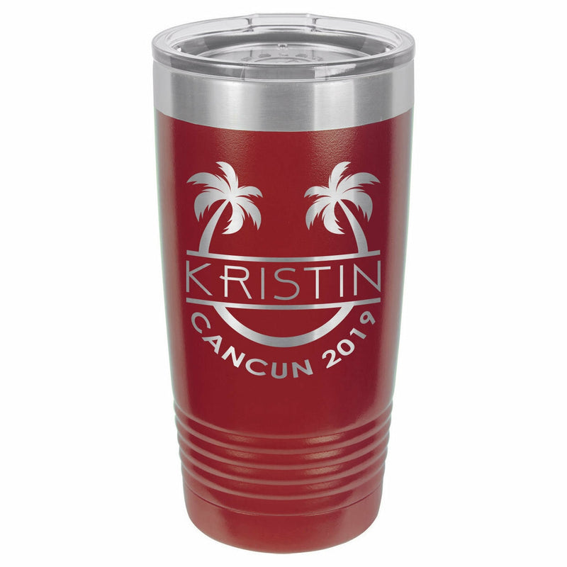 Personalized Vacation Drink Tumbler With Straw