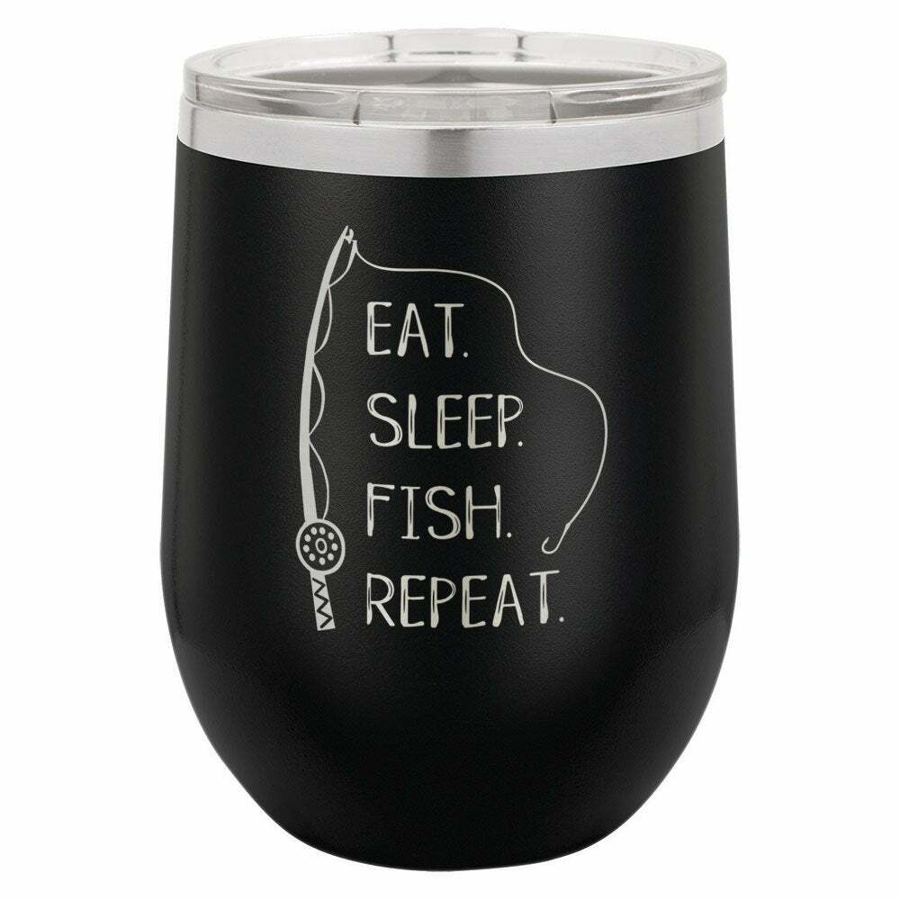 Eat Sleep Fish Repeat Drink Tumbler With Straw - ONLY GIFTS