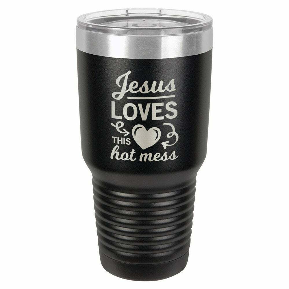 Jesus Loves This Hot Mess Drink Tumbler With Straw - ONLY GIFTS