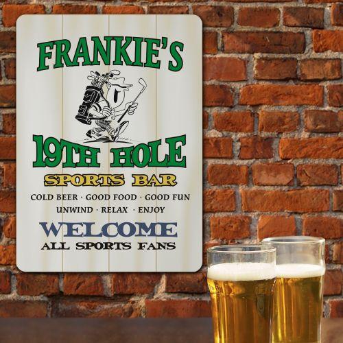 19th Hole Sports Bar Personalized Wall Sign - ONLY GIFTS