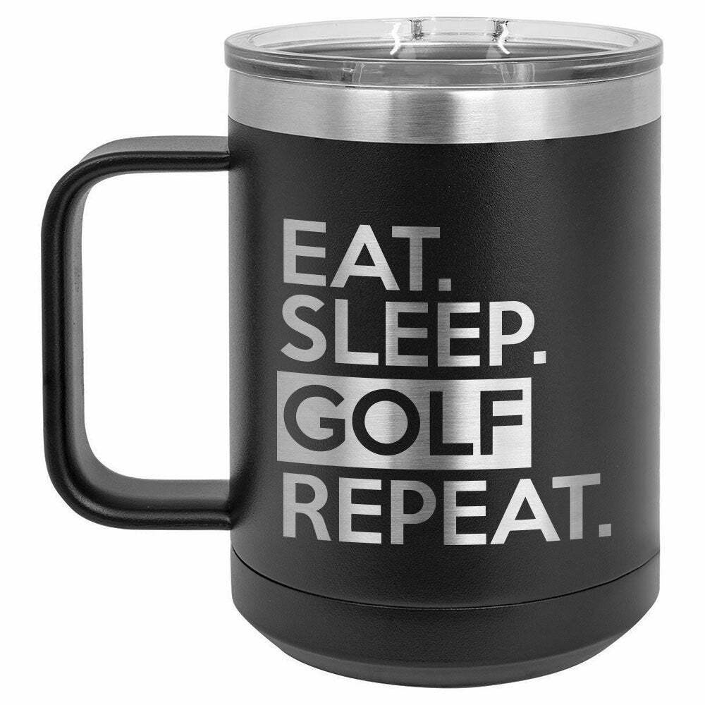 Eat Sleep Golf Repeat Drink Tumbler With Straw - ONLY GIFTS