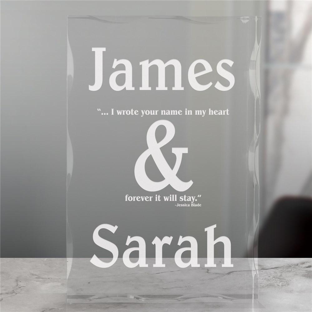 Couples Romantic Keepsake Block - ONLY GIFTS