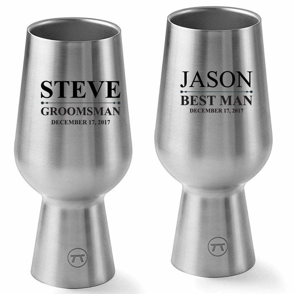Custom Groomsmen Stainless Steel IPA Glass, Set of 2 - ONLY GIFTS