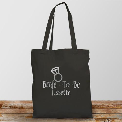 Bride-To-Be Personalized Black Tote Bag