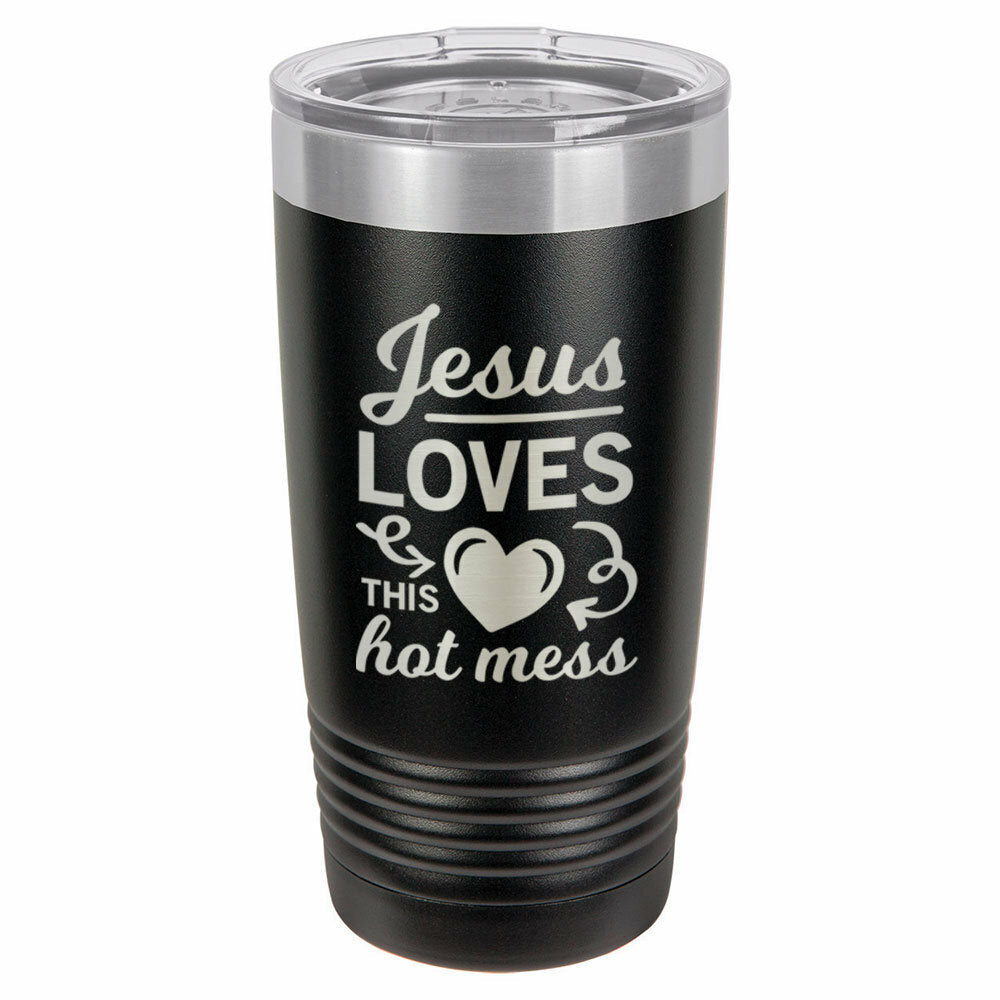 Jesus Loves This Hot Mess Drink Tumbler With Straw - ONLY GIFTS