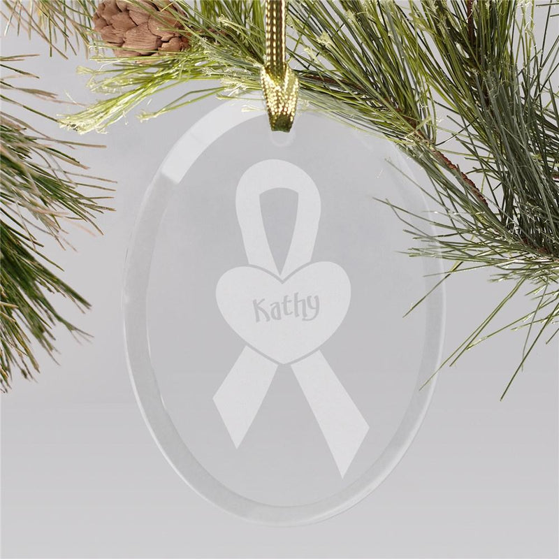 Breast Cancer Awareness Glass Christmas Ornament