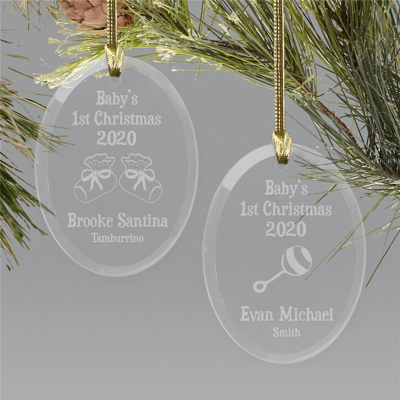 Baby's First Christmas Ornament | Glass Oval Ornament