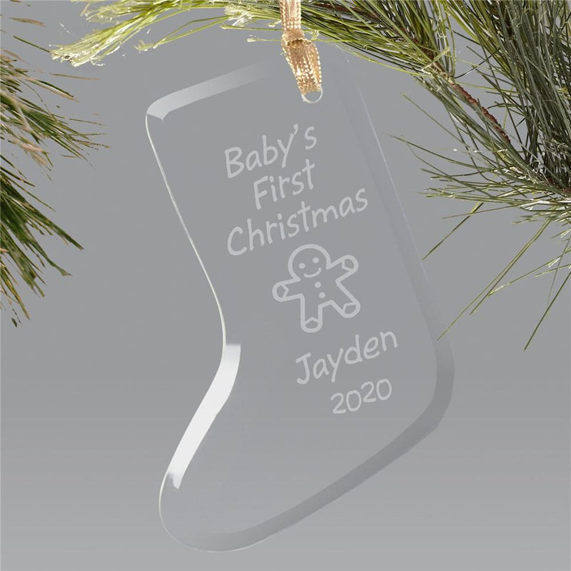 Baby's 1st Christmas Ornament - Glass Stocking