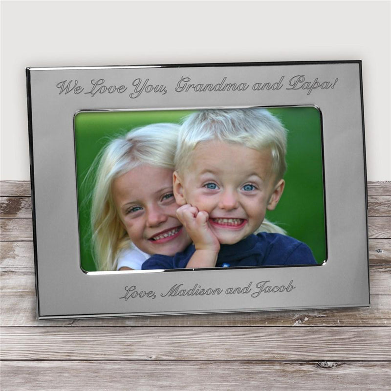 Engraved Custom Message Silver Picture Frame