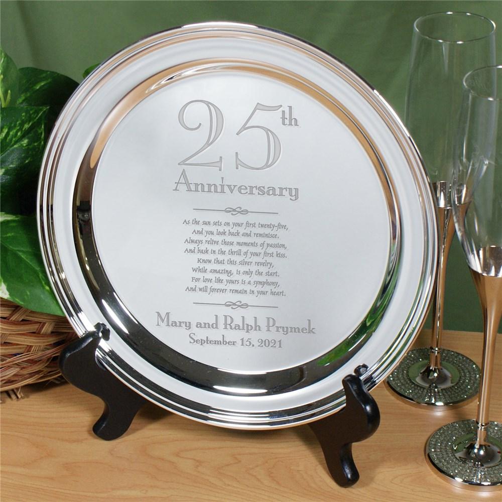 Engraved 25th Wedding Anniversary Silver Plate - ONLY GIFTS