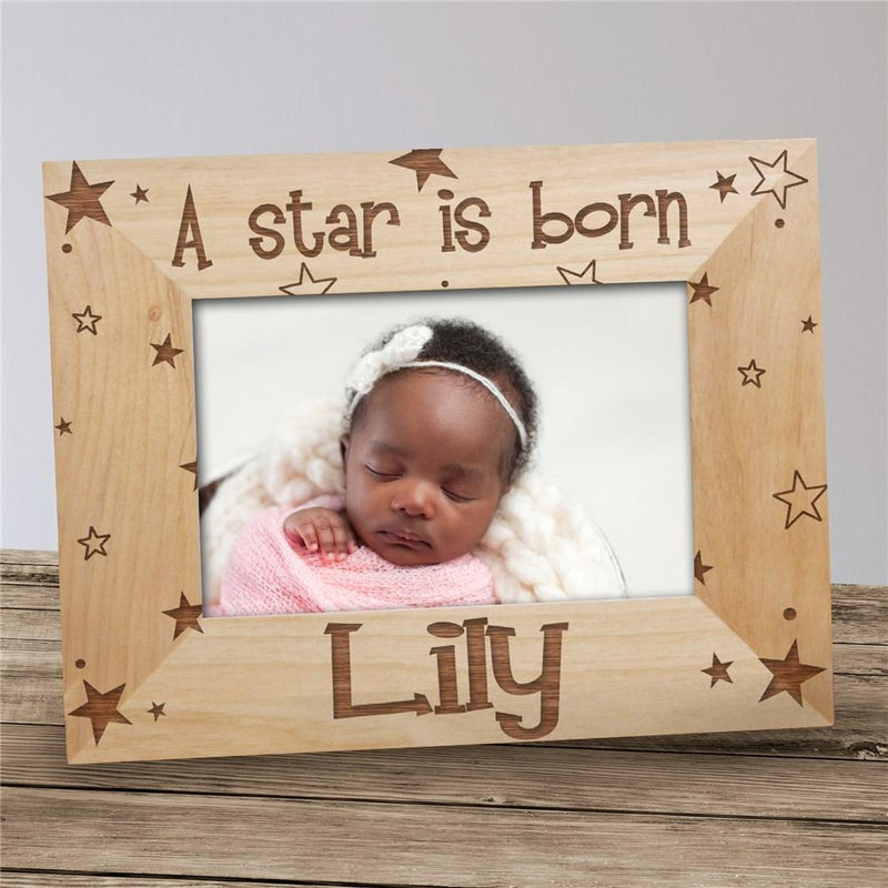 A Star is Born New Baby Personalized Wood Picture Frame