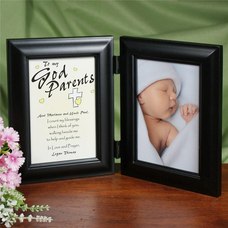Count My Blessings Godparent Black Bi-Fold Personalized Picture Frame