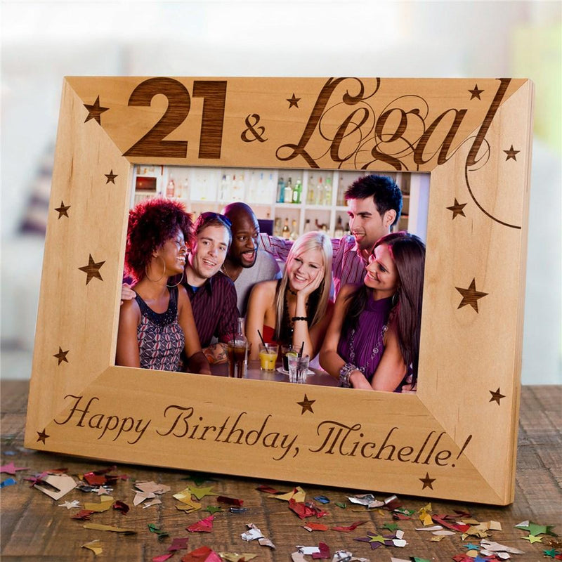 Engraved 21st Birthday Wood Picture Frame