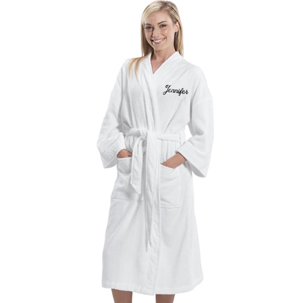 Embroidered Terry Cloth Velour Bathrobe - ONLY GIFTS