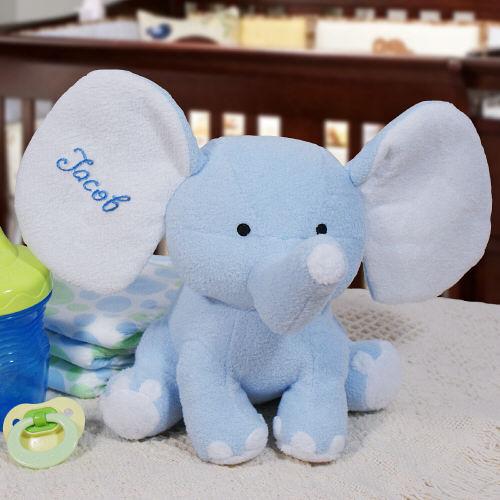 Embroidered Blue Plush Elephant