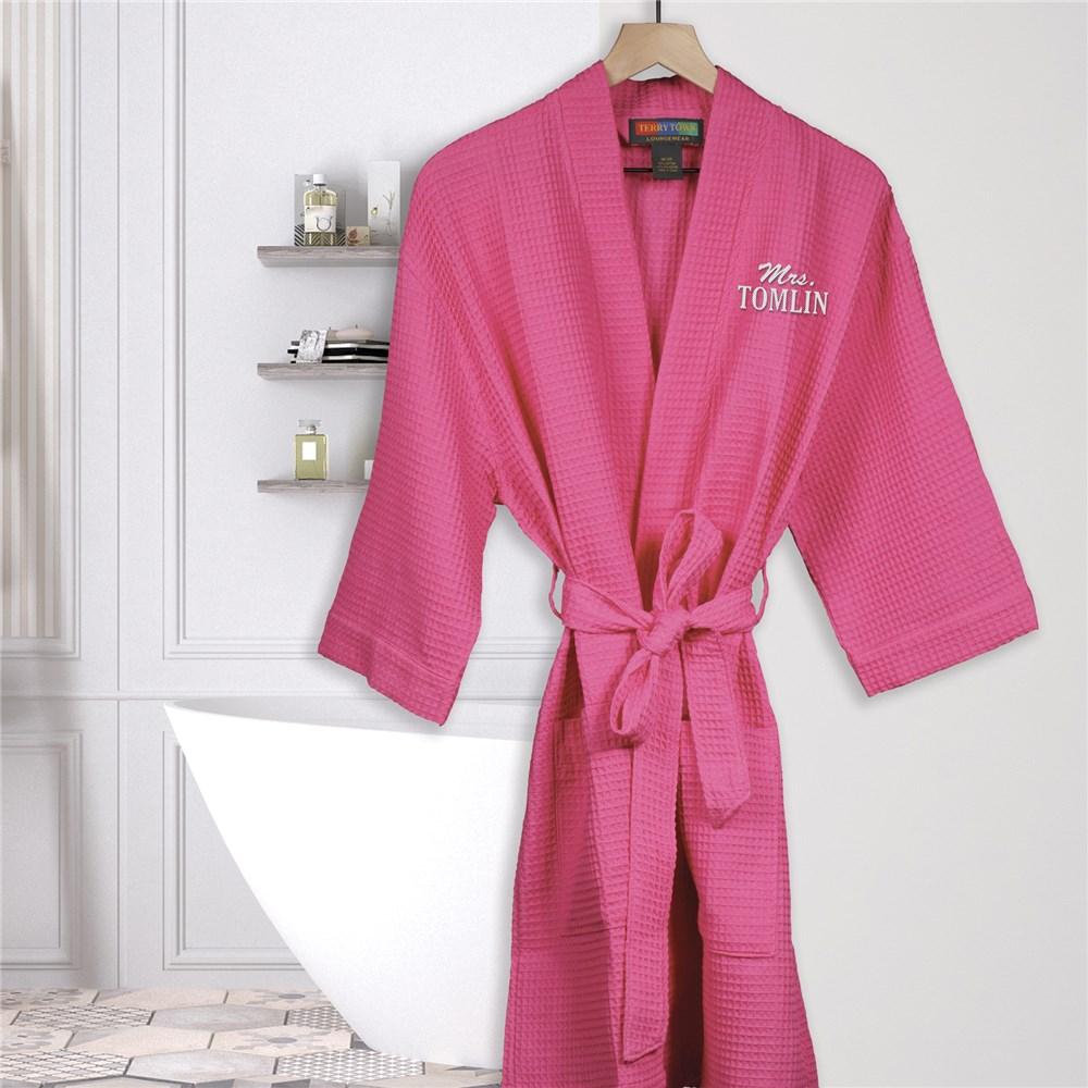 Embroidered Initial Waffle Weave Robe - ONLY GIFTS
