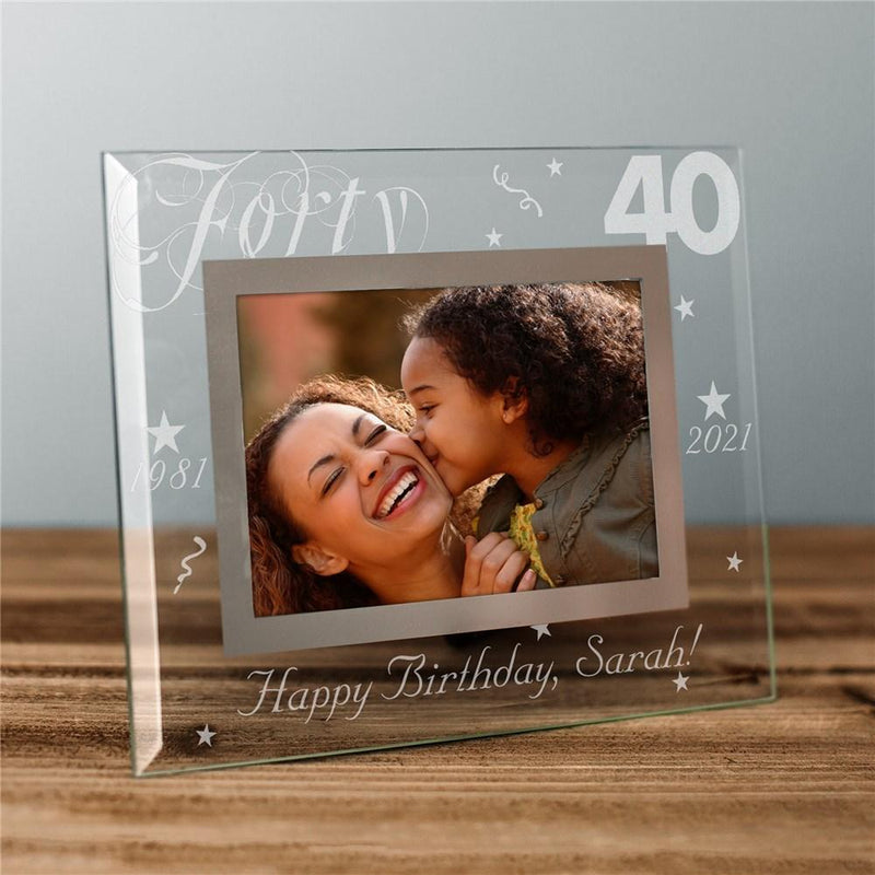 Engraved 40th Birthday Glass Picture Frame