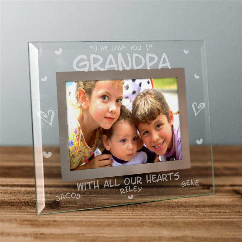 Engraved All Our Hearts Glass photo Frame