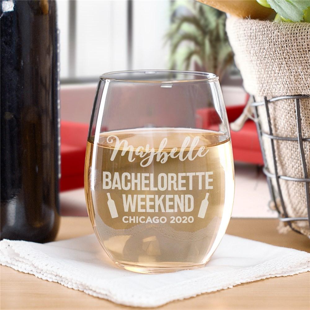 Engraved Bachelorette Weekend Stemless Wine Glass - ONLY GIFTS