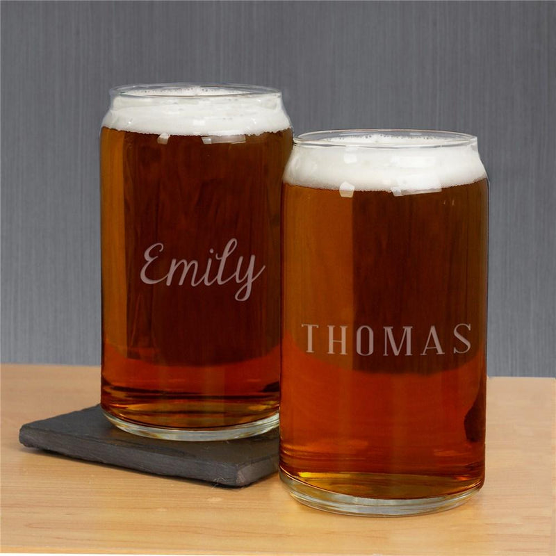 Engraved Any Name Beer Can Glass