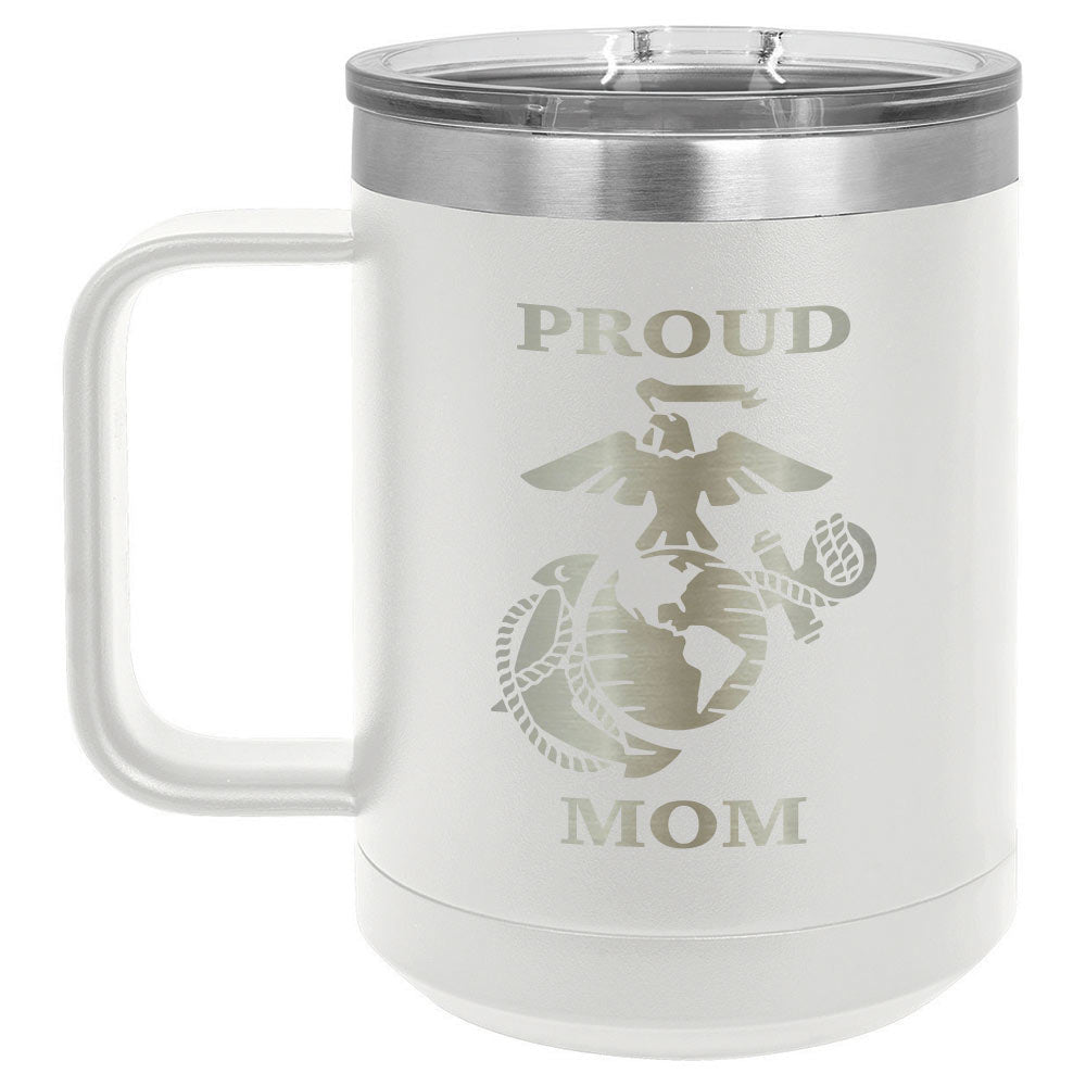 Proud Marines Mom Drink Tumbler With Straw - ONLY GIFTS
