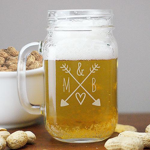 Arrows &amp; Initials Mason Jar - ONLY GIFTS