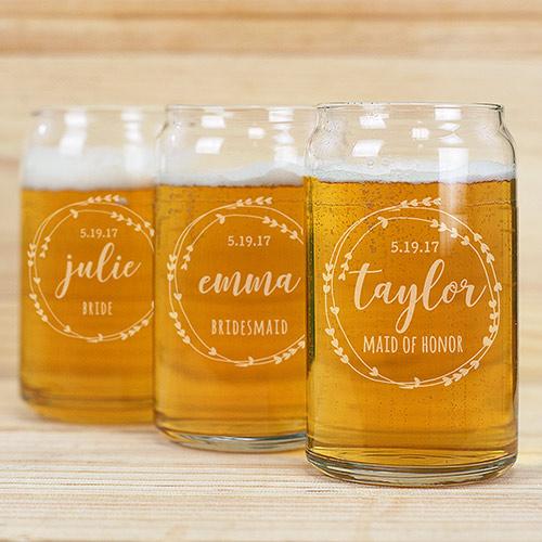 Bridal Party Beer Can Glass