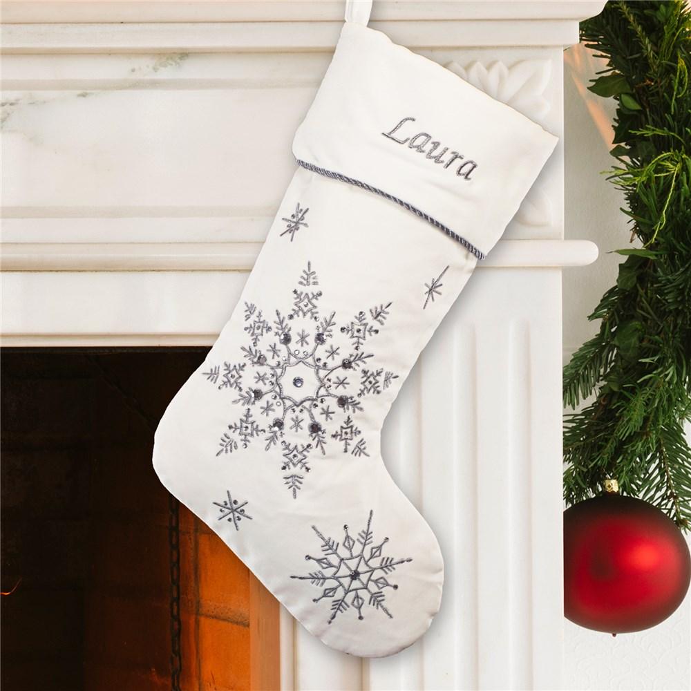 Bedazzled Silver Christmas Stocking - ONLY GIFTS