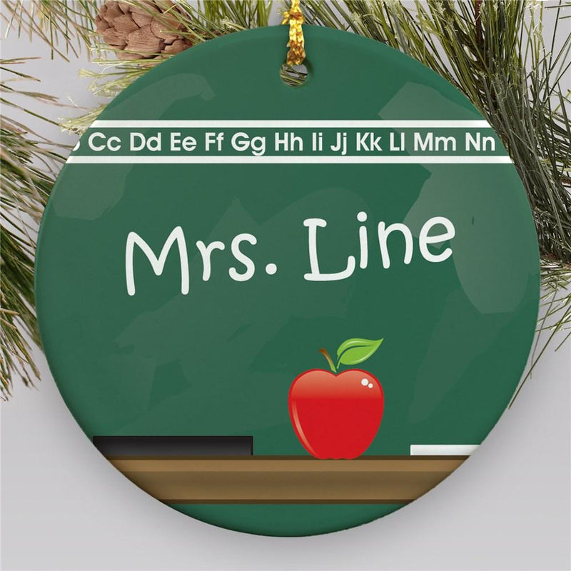 Chalkboard Personalized Teacher Holiday Ornament