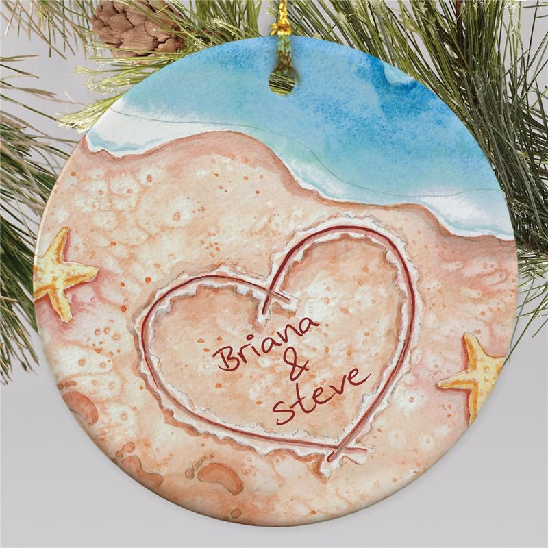 Couples Beach Christmas Ornament