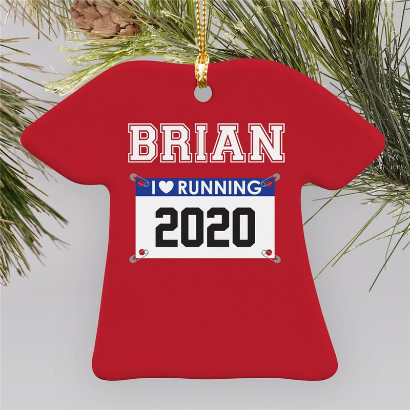 Personalized I Love Running Christmas Ornament