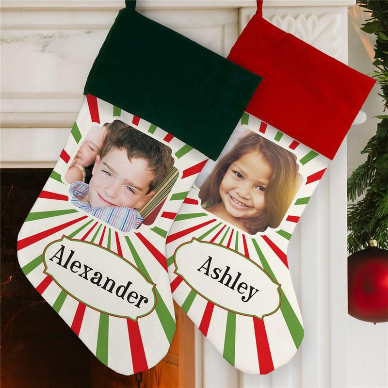 Christmas Stripes Photo Stocking