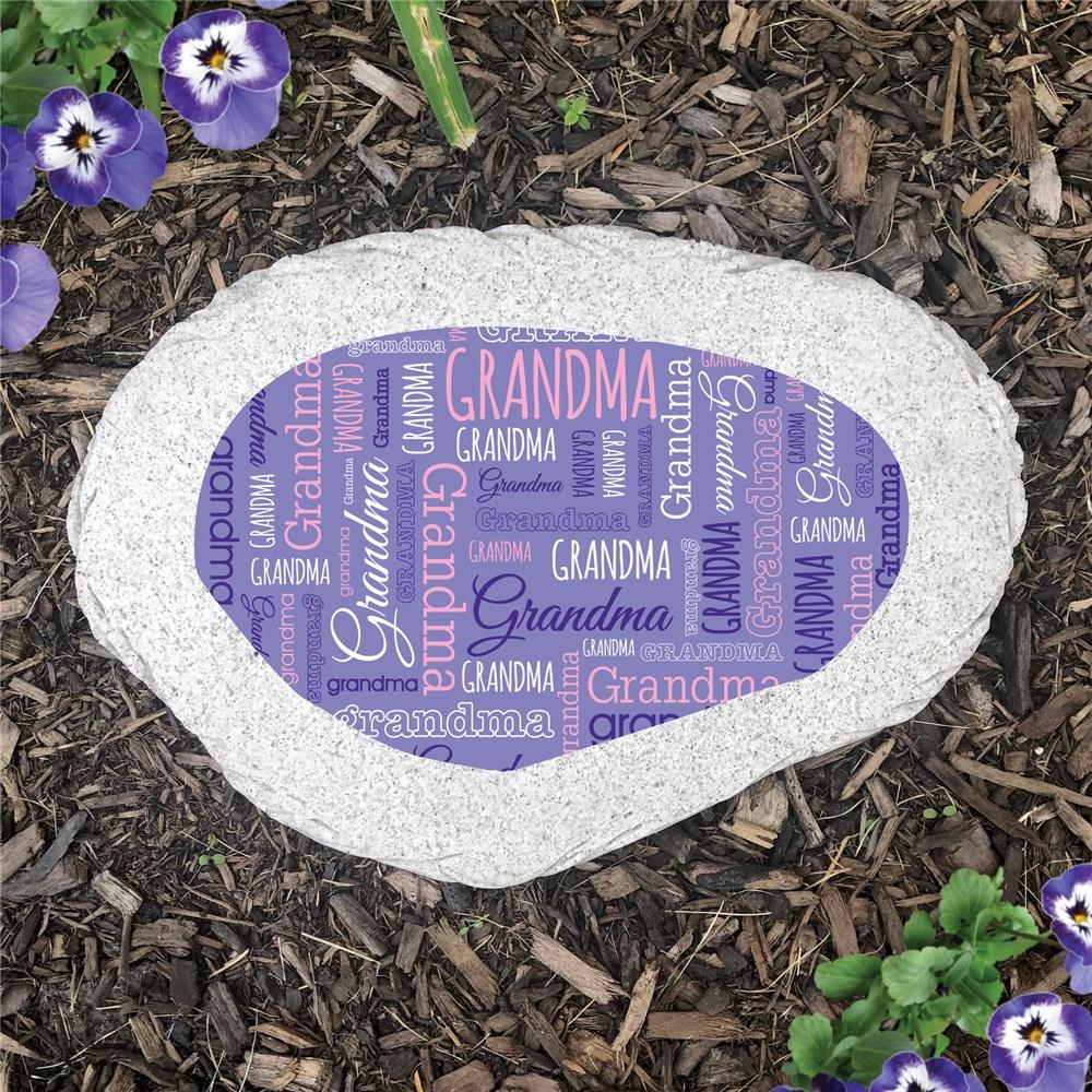 #1 NO PERS Grandma Word Art Flat Garden Stone - ONLY GIFTS