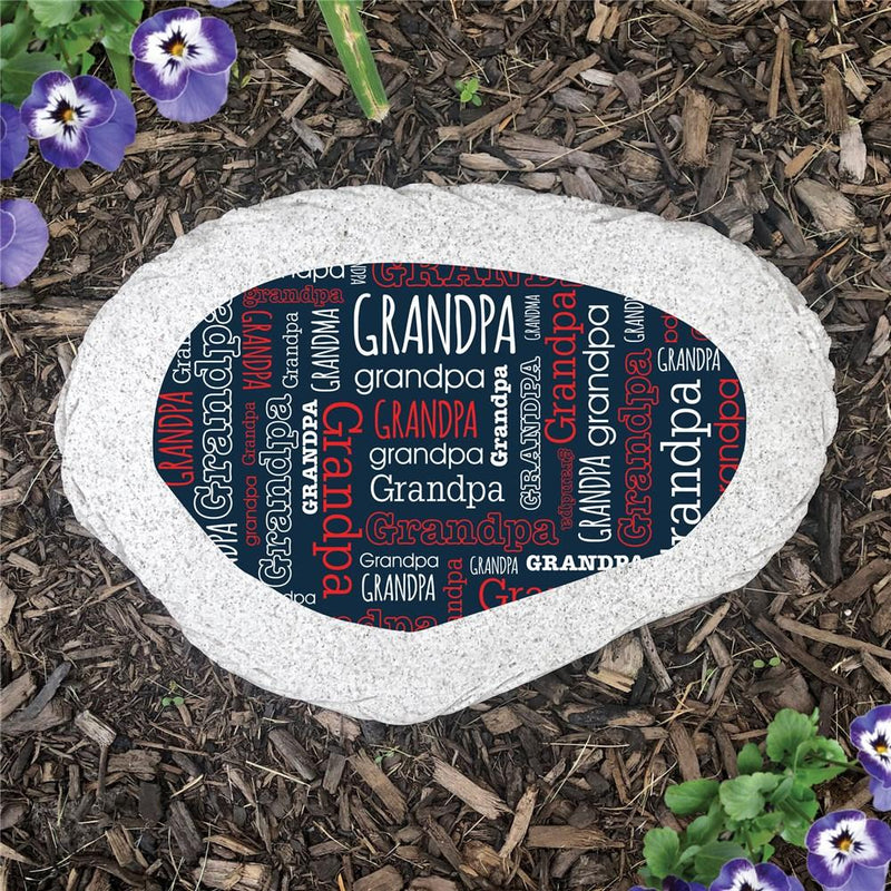 #1 Grandpa Word Art Flat Garden Stone