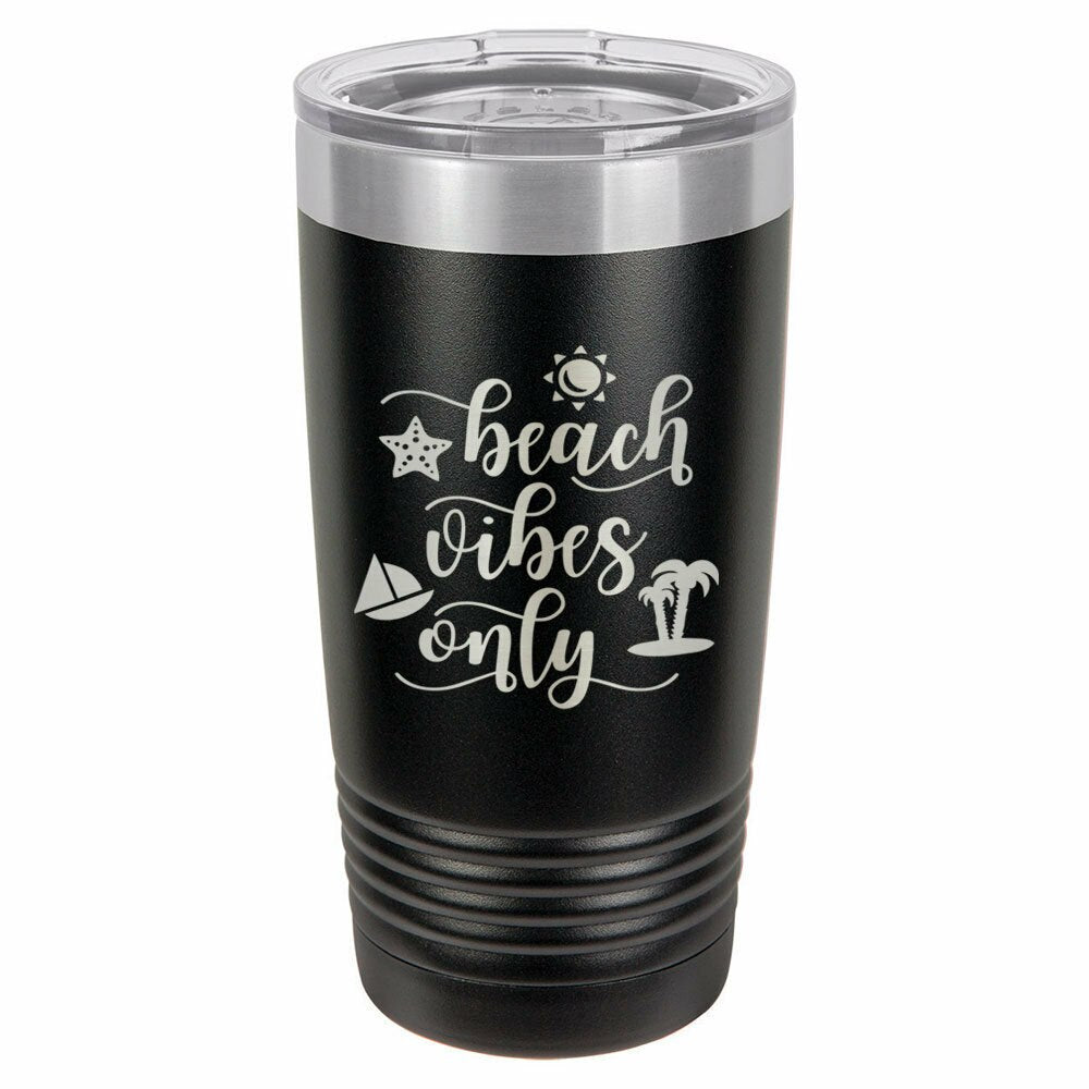 Beach Vibes Only Drink Tumbler With Straw - ONLY GIFTS