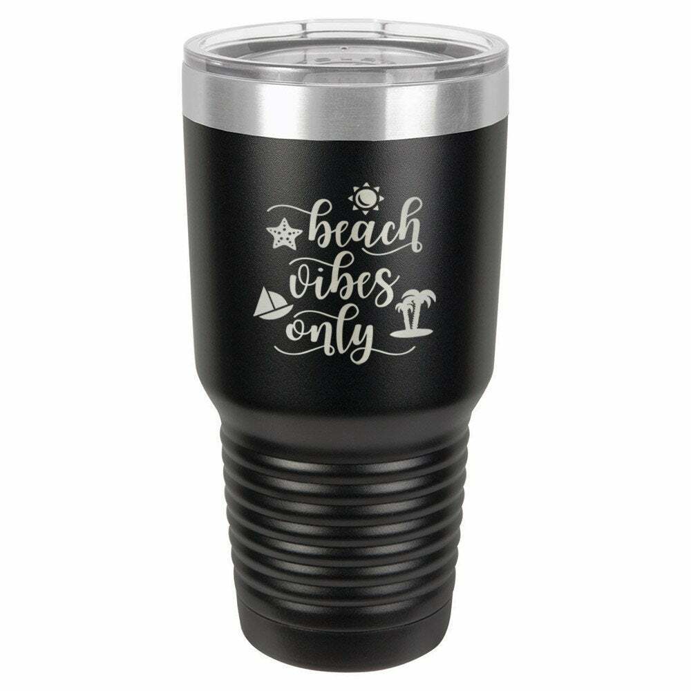 Beach Vibes Only Drink Tumbler With Straw - ONLY GIFTS