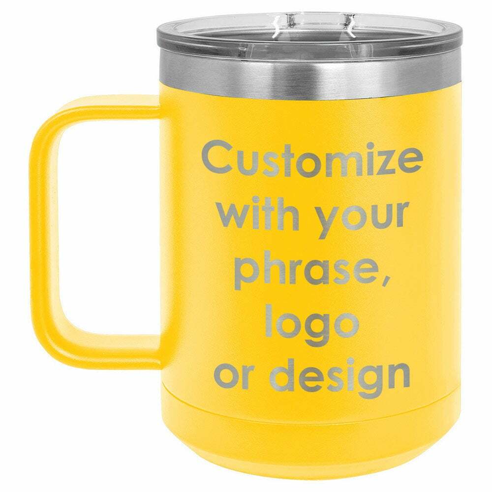 Personalized 15 oz Coffee Mug with Lid | Custom Name, logo or design - ONLY GIFTS
